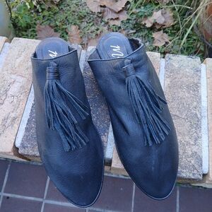 Matisse Black Tassel Slip-On Mules